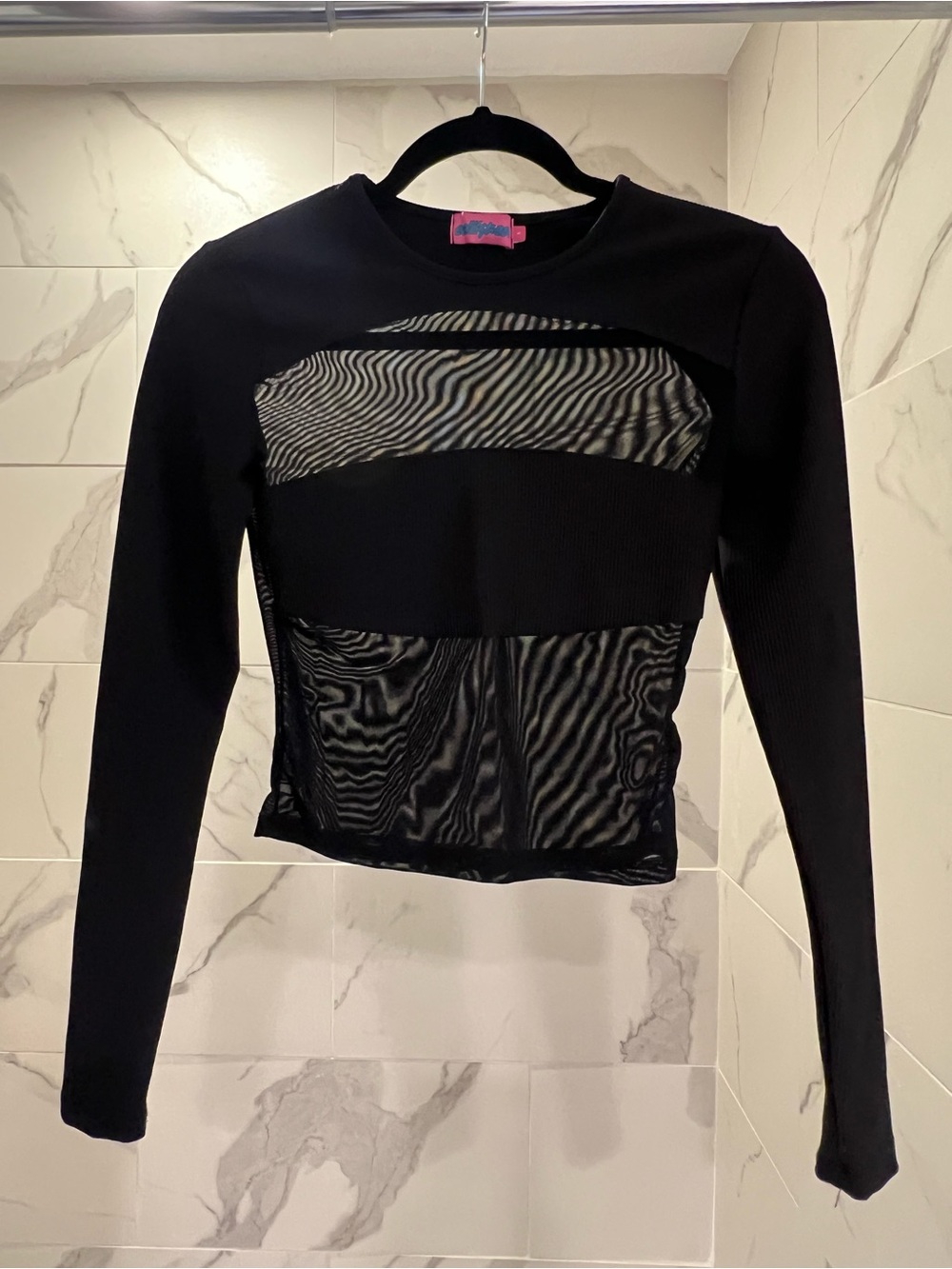 Edikted Azal Mesh Panel Long Sleeve Top